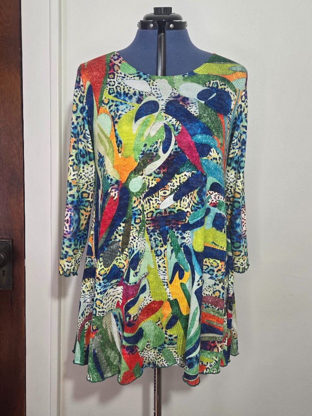 Amma Made in LA Y2K Rainbow Mixed Print Mini Dress Tunic Top